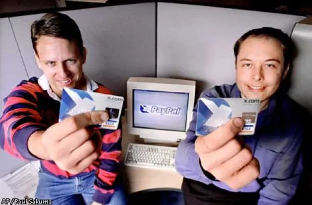 Peter Thiel e o fundador do PayPal, Elon Musk, 2000